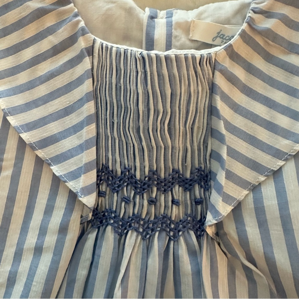 Jacadi | NWT - Blue Striped Smocked Dress - Size 18 Months - Picture 8 of 10